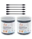HOMEFOX Black Cotton Swabs Precision Pointed - 400 Count | Organic Charcoal Tip | Gentle & Cruelty-Free | Double-Sided | Soft Paper Stick | Black - Buy Online on SooperMarket.com