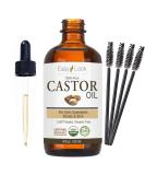 Organic Castor Oil 4oz - USDA Certified, 100% Pure for Eyelashes, Eyebrows, Hair Growth - Skin Moisturizer & Hair Treatment - Buy Online on SooperMarket.com
