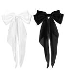 Silky Satin Hair Bows 2 PCS Big Black Bow and White Bow Set Bowknot Metal Spring Clip Oversized Long Tail Hair Ribbons Ponytail Holder French Barrettes Hair Accessories for Women Christmas Gifts 2 Pcs Black & White - Buy Online on SooperMarket.com