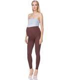 Softsail Maternity Leggings - Brown Over Bump High Waisted Pants with Belly Support | Stretchy Cotton Trousers for Pregnancy Wear - Buy Online on SooperMarket.com