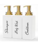 Akalin Refillable Shampoo and Conditioner Bottles 16oz White and Gold Soap Dispenser Bathroom Shampoo and Conditioner Dispenser for Bathroom Lotion Body Wash Massage Oils (White) 3pcs 500ml Gold Pump Bottles - White - Buy Online on SooperMarket.com