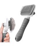 Dog Brush Cat Brush Grooming Comb Self Cleaning Cat Dog Slicker Brushes with Smooth handle Pet Grooming Tool with Cleaning Button for Cat Dog Shedding Brush Cat Dog Massage Clean Tangled Brush(Grey) - Buy Online on SooperMarket.com