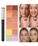 12 Color Correcting Concealer Palette with Brush - Cream Contouring Makeup Kit for Dark Circles, Red Marks, Scars - Longwear & Easy to Apply - Light Medium Shades - Buy Online on SooperMarket.com