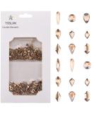 Golden Shadow Glass Nail Rhinestones & Loose Round Beads Set - 100pcs Flatback Rhinestones + 720pcs Diamond Mix Size Beads - Nail Art Supply - Buy Online on SooperMarket.com