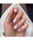 24 Pcs Glossy Press on Coffin Nails for Women - Pink Eye False Nail Set with Glue - Buy Online on SooperMarket.com