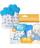 Delight Paw Baby Teething Mitten | Self-Soothing Pain Relief for Babies Over 3 Months | BPA-Free | Mom Designed | Includes Hygienic Travel Bag | 2 Pack Bubbly Blue - Buy Online on SooperMarket.com