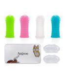 Aujzoo Dog Toothbrush Set (4 Packs) 360 Pets Teeth Cleaning Toothbrush for Dogs Cats Dental Care Silicone Finger Teeth Brush 01-multicolor - Buy Online on SooperMarket.com
