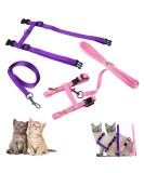 Morices 2 Pack Cat Harness and Leash Adjustable Comfortable Nylon Pet Strap Collar with Leash Escape Proof Safety Rope Leads Chest Strap for Kitten Puppy Rabbits Walking Training (Pink & Purple) Pink+Purple - Buy Online on SooperMarket.com