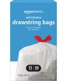 Amazon Basics Flextra Tall Kitchen Drawstring Trash Bags, 13 Gallon, 50 Count 50 Count (Pack of 1) - Buy Online on SooperMarket.com