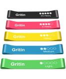 Gritin Resistance Bands, Set of 5 Skin-Friendly Resistance Fitness Exercise Loop Bands with 5 Different Resistance Levels - Carrying Case Included - Ideal for Home, Gym, Yoga, Training Green - Blue- Yellow - Pink - Black - Buy Online on SooperMarket.com