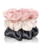 Celestial Silk Mulberry Silk Scrunchies for Hair (Large, Charcoal, Pink, Ivory) Large Charcoal, Pink, Ivory - Buy Online on SooperMarket.com