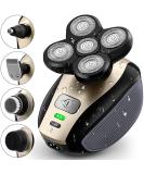 Telfun 5-in-1 Electric Razor for Men Wet  Dry Rechargeable Rotary Shavers 5D Floating 5 Head Cordless Grooming Kit with Beard Nose Ear Body Hair Trimmer Face Cleaning Brush Gifts for Men Dad Gold - Buy Online on SooperMarket.com