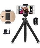 UBeesize Phone Tripod, Portable and Adjustable Camera Stand Holder with Wireless Remote and Universal Clip, Compatible with Cellphones, Sports Cameras Holder (Color May Vary - Black/Grey) - Buy Online on SooperMarket.com