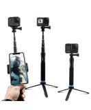 AFAITH Aluminum Alloy Selfie Stick for GoPro, Insta360, DJI OSMO Action - Waterproof Handheld Monopod with Stable Tripod - Buy Online on SooperMarket.com
