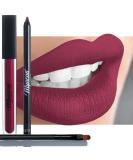 Maroon Red Matte Lipstick Set with Lip Liner and Brush Kit - Long-lasting, Waterproof, Talc-free, Paraben-free - Buy Online on SooperMarket.com