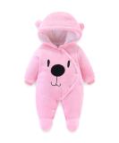 Voopptaw Warm Baby Winter Jumpsuit Fleece Romper Suits Cute Thick Bear Snowsuit for 0-12months 0-3 Months #1 pink - Buy Online on SooperMarket.com
