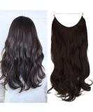 Dark Brown Halo Hair Extension 18 Inch Wavy Curly Synthetic Hairpiece - Heat Friendly Fiber - No Clip - OMGREAT - Buy Online on SooperMarket.com