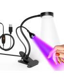 AORAEM Double-Headed UV LED Nail Lamp - Quick-Dry Manicure Dryer with Portable Gooseneck & Clamp | Professional Home & Salon Use - Black - Buy Online on SooperMarket.com