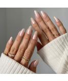 Glazed Donut Chrome Hailey Bieber Trend Press On Nails | Handmade Almond Shape 30-Piece Nail Kit - Buy Online on SooperMarket.com