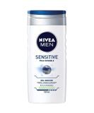 Nivea men sensitive 3in1 shower gel (1 x 250 ml) men's shower gel for sensitive skin mild cleaning agents for body hair and face shower soap with bamboo extract 250 ml (1 Pack) - Buy Online on SooperMarket.com