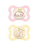 MAM SUPREME Night Pacifiers Set of 2 | Bright Baby Pacifiers for Healthy Dental Development | 0-6 Months with Skin Irritation Prevention & Box - Cat/Snail Design - Buy Online on SooperMarket.com