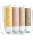 Gemice silicone travel bottles 90ml set 4 pieces of spout -safe travel container and travel toilet items set FDA approved refillable fluid container for shampoo cream flushing body care apricot - Buy Online on SooperMarket.com