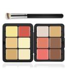 12 Colors Cream Makeup Palette for Cheeks - Blush Contour Concealer & Highlighter - Waterproof & Long-Lasting with Brush - Multi-functional Face Palette (Set #05 - Buy Online on SooperMarket.com