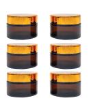 Bakiauli 6-Piece 50ml Amber Glass Cream Cans Empty Cosmetic Containers with Screw Cap for Creams & Lotions - Buy Online on SooperMarket.com