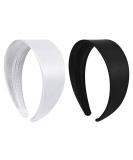 DEEKA 2 Inch Wide Satin Headband for Women and Girls -White/Black 2 Count (Pack of 1) White/Black - Buy Online on SooperMarket.com
