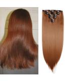 Silk-co 23" 8PCS Hairpiece Clip in Hair Extensions Vivid Auburn 100% Synthetic Hair Piece Long Straight for Full Head 23 Inch Straight #Vivid Auburn - Buy Online on SooperMarket.com
