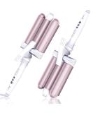 3 Jumbo Barrel Curling Iron Wand - 1.25" Ceramic Tourmaline Dual Voltage Adjustable Temp Big Waves Crimper - Champagne Gold Hair Tool for International Shipping - Buy Online on SooperMarket.com