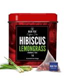 BLUE TEA - Hibiscus Lemongrass Herbal Tea - 18 Tea Bags | CAFFEINE FREE | Christmas Tea Gifts | Farm Packed Hibiscus Lemongrass Tea | Tin Pack - Buy Online on SooperMarket.com