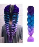 Aomig braids extensions ombre artificial hair for braiding 24 "strands of hair for braiding hair fake hair single-braid hair braid extensions for hair box braid (purple/light violet/Seeblau) 1PC-purple/sea blade/light violet - Buy Online on SooperMarket.com