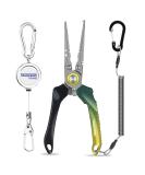 TRUSCEND Fishing Pliers Set with Zinger Retractor | Saltwater Resistant Teflon Coated | Multi-Function Fishing Gear | Hook Remover Split Ring Plier | Fly Fishing Tools | Fishing Gifts for Men - Alpine Green - Buy Online on SooperMarket.com