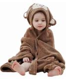 Gneliwm Baby Hooded Bath Towel Swaddle Wrap Blanket Bathrobe Ultra Soft Absorbent Coral Velvet Poncho Shower Towel for Newborn Infant Toddler (Brown Monkey) - Buy Online on SooperMarket.com