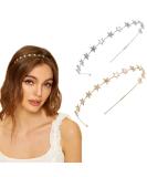 2 Pack Gold & Silver Alloy Star Headbands - Bridal Wedding Hair Accessories for Women and Girls | Elegant Ornaments - Buy Online on SooperMarket.com