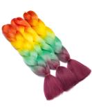 Buy Tess Braids Extensions 60cm - 3 Pack Jumbo Kanecalon Ombre Braids for Box Braids - 100g/bundle Orange/Green/Pink Hair Extensions - Buy Online on SooperMarket.com