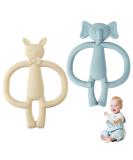 Clundoo Baby Biting Toys - Silicone Elephant & Rabbit Dental Aids for 3-24 Months - Soothe Sore Gums with Comfortable Bite Rings - Buy Online on SooperMarket.com