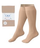 CRS Cross Figure Skating Socks (2 Pair) Knee High Tights for Ice Skates, Footed Skate Socks, Dance Tights Twizzle Tan - Buy Online on SooperMarket.com