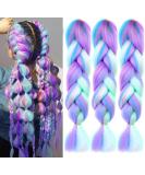 Kanekalon Ombre 4 Colors Mix Braiding Hair 3pcs Extensions Jumbo Hair Rainbow Color Colorful Twist Braid wigs Dreadlocks ( Pink /Purple/Green/Blue/ Light Cyan) (Lot 24Inch) ps18 - Buy Online on SooperMarket.com