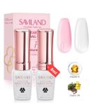 SAVILAND Builder Nail Gel - Clear Pink Thickening Gel with Castor Oil & Vitamin E | LED Cured Hard Gel for Home Nail Care & Strengthening - Buy Online on SooperMarket.com