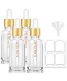 2 oz Clear Glass Dropper Bottles 4-Pack with Golden Lid for Oils - Includes Labels and Funnel - 60 ml Tincture Bottle with Measured Dropper - Buy Online on SooperMarket.com