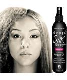 Straight Silk Spray with Moroccan Argan Oil | Hair Straightening Protector & Detangler | Alcohol-Free | Heat Protectant up to 450 F | Flat-Iron | Blow-Dry | Unscented | Hair Spray | MADE IN USA (6oz) 6 Fl Oz (Pack of 1) - Buy Online on SooperMarket.com