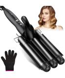 3 Barrel Curling Iron 25mm Hair Curler Hair Waver Wand Adjustable Temperature with 2 Temperature Control for Long or Short Hair Styling Curling Iron Large Wave Ceramic Wide Hair Crimpers Black - Buy Online on SooperMarket.com