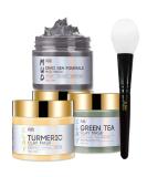 ANAI RUI Turmeric Clay Mask - Green Tea Clay Mask - Dead Sea Minerals Mud Mask, Spa Facial Mask Set, 2.5 oz each Orange - Buy Online on SooperMarket.com