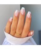 24 Pcs Press on Nails Short, Luvehandicraft Glossy Fake Nails Coffin, False Nails with Glue for Women and Girls (Pink White Swirl), 28 Piece Set - Buy Online on SooperMarket.com