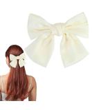 Bow Hair Clip Hair Bows for Women Big Bowknot Hairpin French Hair Clips with Ribbon Solid Color Hair Barrette Clips Soft Satin Silky Hair Bows for Women Girls(White) - Buy Online on SooperMarket.com