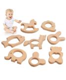 Tyfyh 8 pieces baby bite ring wood wooden animal baby bite ring baby wooden figures of course children bite ring wooden ring for babies child care wood bracelet DIY craft - Buy Online on SooperMarket.com