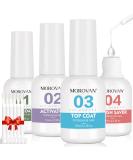 Morovan Dip Powder Liquid Set with Activator Base Top Coat and Dipping Powder Brush Saver 4pcs 0.5oz for Dip Powder Nail Kit A-Dip Liquid Set - Buy Online on SooperMarket.com