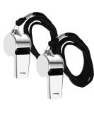 Whistle 2 pieces of stainless steel sports pipes referee whistle with lanyard loud clear sound trill whistles ideal for school sports football referee dog training physical education lessons - Buy Online on SooperMarket.com
